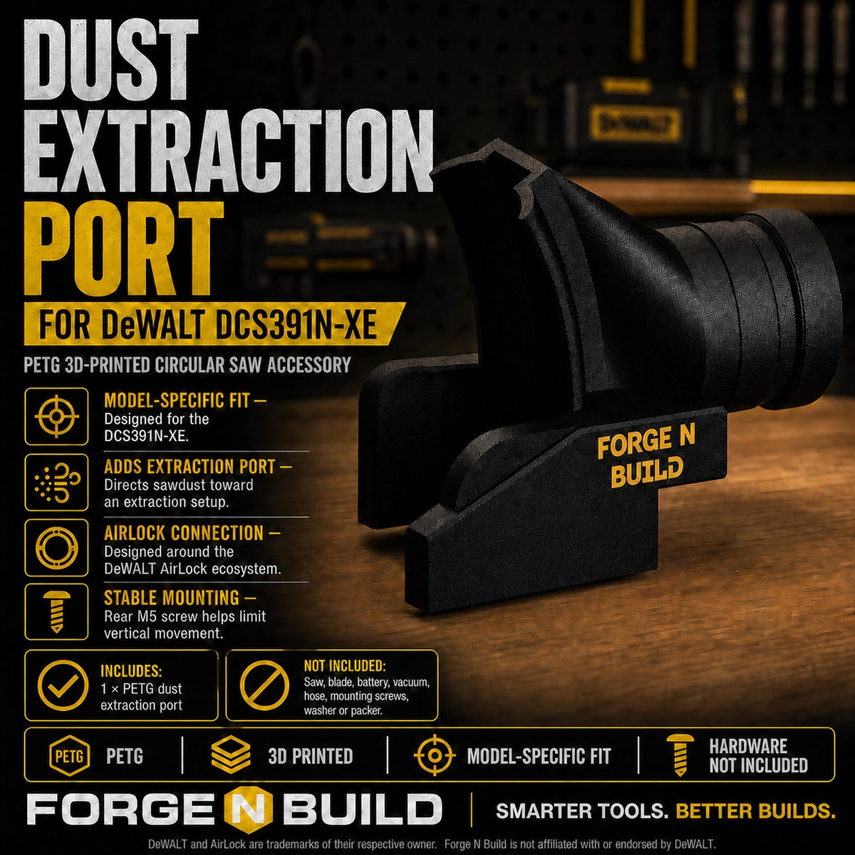 01 — Forge N Build DCS391N-XE dust extraction port cover
