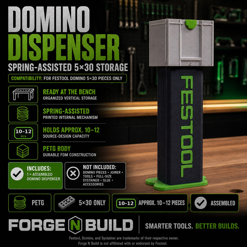 01 — Domino Dispenser cover for compatible Festool Domino 5x30 pieces