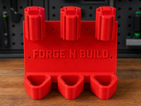 02 — SixDock™ red PETG organizer front workbench view