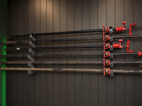 02 — Forge N Build Clamp Wall Rack installed with nine pipe clamps