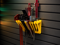 02 — square wall rack installed with measuring tools