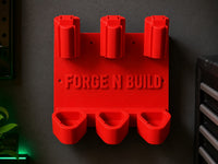 03 — SixDock™ red PETG organizer wall-mounted front view