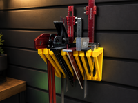 03 — close view of loaded 9-slot square wall rack