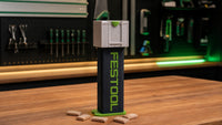 03 — Closed Domino Dispenser with five compatible Festool Domino 5x30 demonstration pieces