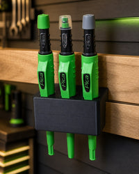 03 — Front view of Pica holder with three compatible demonstration tools