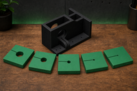 06 — Complete five-size green template lineup with black base jig