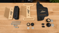 07 — Exploded fence-mounted featherboard printed components and required hardware shown