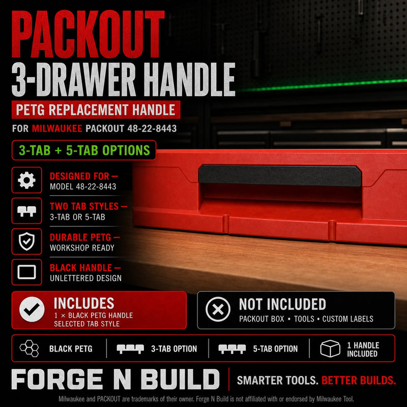 01 — Black PETG PACKOUT 3-Drawer replacement handle cover